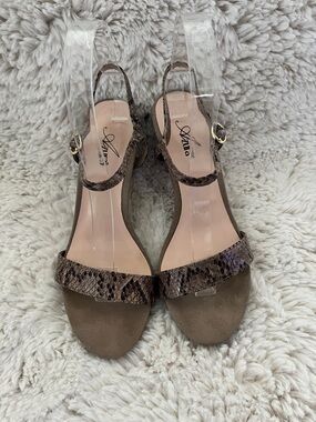 Azura Taupe Snake-Print Heel Slingbacks